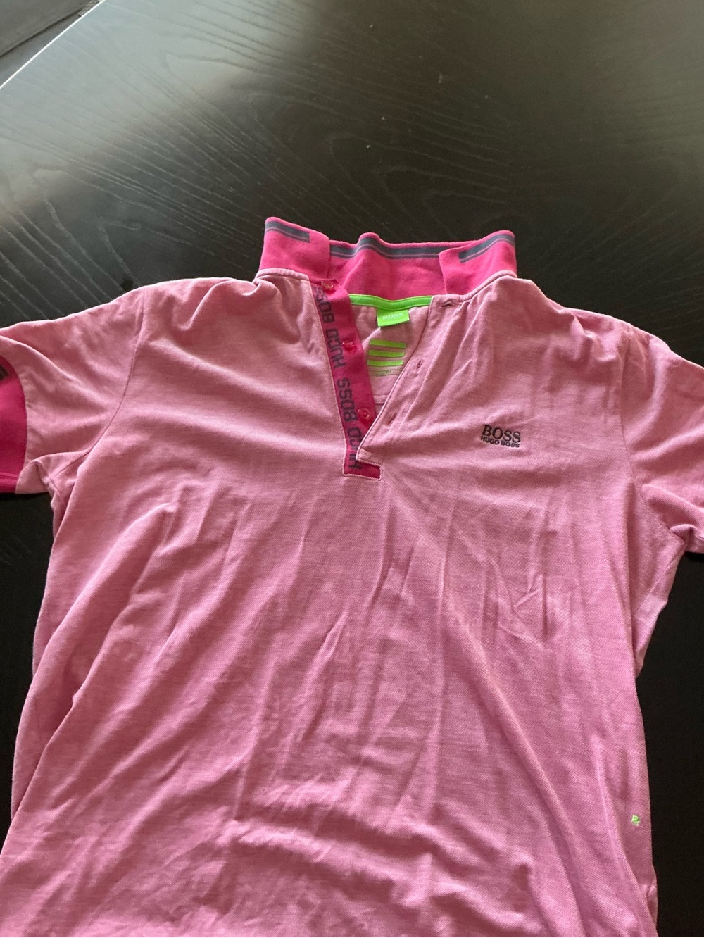 BOSS Pink Short Sleeve Polo with Contrasting Trim